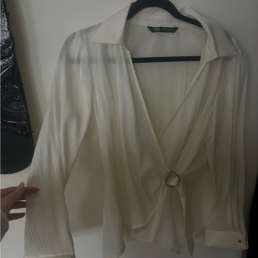 Zara Cream Wrap Blouse